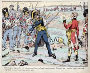 Erstes Kaiserreich: Darstellung von General Pierre Cambronne (1770-1842), der bei der Schlacht von Waterloo „Die Garde stirbt, aber sie ergibt sich nicht“ ausruft. von pseudonym for Onfray de Breville Jacques Job