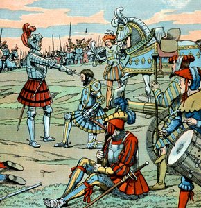Der französische König Franz I. wird nach der Schlacht von Marignano am 14. September von Bayard zum Ritter geschlagen