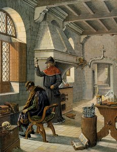 Geschichte Frankreichs im Mittelalter: Jacques Coictier, erster Arzt des Königs von Frankreich Ludwig XI., genannt der Kluge (1423-1483), bereitet ihm ein Heilmittel vor. Illustration von Jacques Marie Gaston Onfray de Breville, genannt JOB (1858-1931)