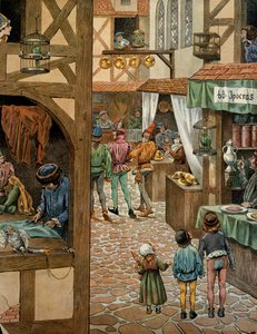 Geschichte Frankreichs im Mittelalter: Rue de Paris nach König Ludwig XI., genannt der Kluge (1423-1483), unterzeichnete den Handel von Peronne mit Karl dem Kühnen. Pariser hatten Papageien gekauft, die sie gelernt hatten, Peronne zu sagen, um sich lustig  von pseudonym for Onfray de Breville Jacques Job