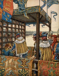 Geschichte Frankreichs im Mittelalter: Treffen zwischen dem König von Frankreich Ludwig XI., genannt der Kluge (1423-1483), und Eduard IV. von England (1442-1483) in Picquigny zur Unterzeichnung eines siebenjährigen Waffenstillstands am 29. August