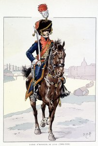Reiter der Ehrenwache von Lyon (1804-1814) - in „Uniformen der französischen Truppen: Armee zu Land und zu Wasser zu allen Zeiten“, ill. von Job von pseudonym for Onfray de Breville Jacques Job