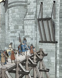 Hundertjähriger Krieg: Philippe VI. von Valois bittet um Asyl im Château de Broye (1346) von pseudonym for Onfray de Breville Jacques Job