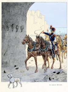 Illustration aus dem Buch „A la gloire des betes“, Text von A. Fabre, Zeichnungen von Jacques Marie Gaston Onfray de Breville dit JOB (1858-1931): Der Mitraille-Pudel von pseudonym for Onfray de Breville Jacques Job