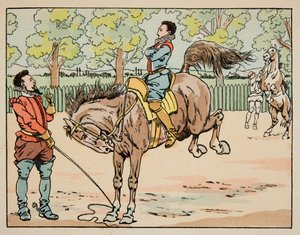 Illustration aus dem Buch „Le bon roy Henri“, illustriert von Jacques Marie Gaston Onfray de Breville dit JOB: Erziehung im 16. Jahrhundert von pseudonym for Onfray de Breville Jacques Job