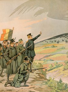 Geschichte Belgiens: König Albert (1875-1934) und die belgische Armee stellen sich der deutschen Invasion während des Ersten Weltkriegs von pseudonym for Onfray de Breville Jacques Job