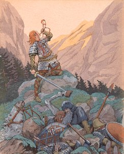 Roland in der Schlacht von Roncesvaux im Jahr 778, Private Sammlung
