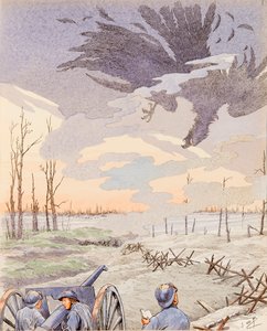 Die 75 Kanone (Allegorie der 75 Kanone, die den deutschen Adler während des Ersten Weltkriegs abschießt), Private Sammlung