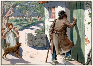 Joachim Murat (1767-1815), entthronter König von Neapel, wanderte nach seiner Flucht aus Neapel im Jahr 1815 durch die Provence. Gravur von Jacques Marie Gaston Onfray de Breville dit Job (1858-1931)