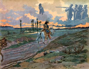 Joachim Murat (1767-1815) kehrte nach der Niederlage von Leipzig 1813 nach Neapel zurück. Gravur von Jacques Marie Gaston Onfray de Breville dit Job (1858-1931) von pseudonym for Onfray de Breville Jacques Job