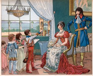 Joachim Murat mit seiner Frau Caroline Bonaparte und ihren Kindern von pseudonym for Onfray de Breville Jacques Job