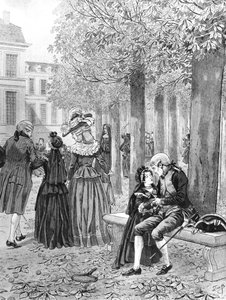 Napoleon Bonaparte (1769-1821) übernimmt die Verantwortung für seine Schwester Elisa in St. Cyr um 1784, Illustration aus 