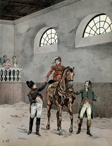 Napoleon I. Bonaparte (1729-1821) besuchte die Reitstunden der Kaiserin Marie Louise von Österreich (1791-1847)