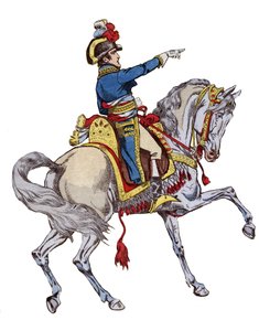 Napoleon zu Pferd - Lithographie von Job (Jacques Onfroy de Bréville) aus „Le Grand Napoléon des Petites Enfants“ 1893