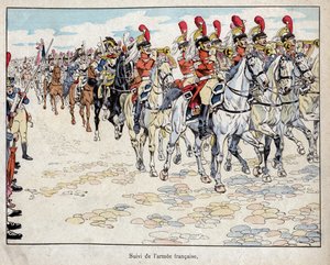 Die französische Armee zieht in Berlin ein, 27. Oktober 1806 - Lithographie von Job (Jacques Onfroy de Bréville) aus „Le Grand Napoléon des Petites Enfants“ 1893