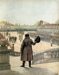 Der Abschied von Napoleon I. Bonaparte (1769-1821) im Hof des Cheval Blanc in Fontainebleau am 20. April von pseudonym for Onfray de Breville Jacques Job