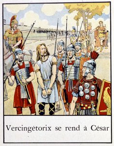 Vercingetorix ergibt sich Cäsar - in „Petite histoire de France“ von Jacques Bainville, ed. Mane