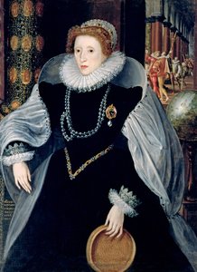 Siebporträt von Königin Elizabeth I. im zeremoniellen Kostüm, ca. 1583 von the Younger Quentin Massys or Metsys