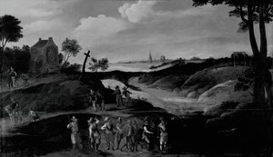 Landschaft mit Figuren von the younger Joos de Momper