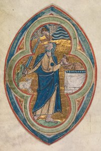 Miniatur aus einem Kompendium in historiae genealogia Christi von Peter Poitiers: Das Opfer Isaaks von workshop of William de Brailes