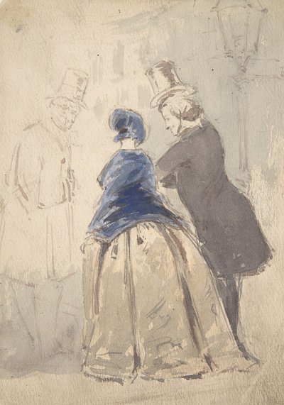 Straßenszene aus Vanity Fair, mit Amelia, George Osborne und Dobbin, 1800-1819 von Jerry Barret