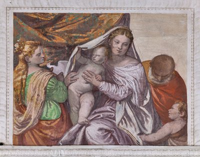 Madonna mit Jesuskind und der heiligen Katharina, die Jesus eine Taube anbietet (Detail) von Veronese