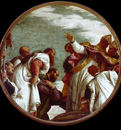 Der heilige Nikolaus empfängt den Tribut des Schreibers von Mira von Veronese