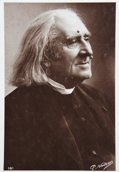 Musik. Der ungarische Komponist Franz Liszt. Foto von P. Nadar, ca. 1880-85 von (1820-1910) Nadar