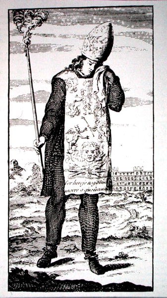 Ein Zauberer zum Tode verurteilt durch die Inquisition, Kopie einer Illustration aus 