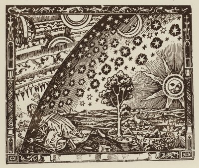 Der Mensch reist bis ans Ende der Welt, Darstellung des Universums im Mittelalter von (after) English School