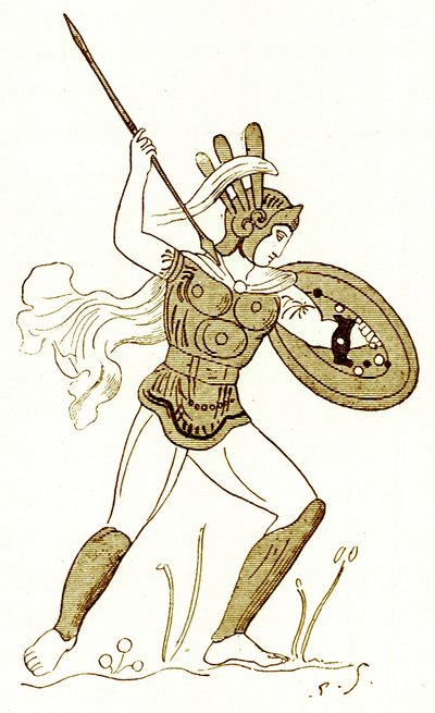 Samnitischer Krieger, nach einer bemalten Vase im Louvre, Illustration aus 