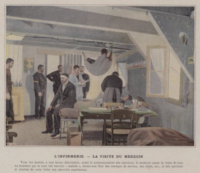 Die Krankenstation, der Besuch des Arztes (farbiges Foto) von (after) French Photographer