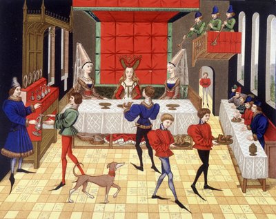 Tafelservice in einer Chatelaine - Faksimile einer Miniatur von Renaud de Montaubans Roman von (after) French School