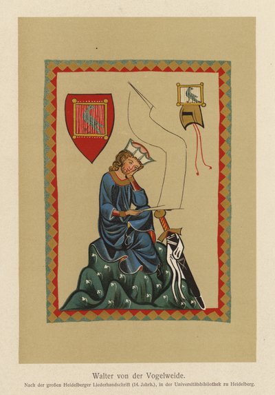 Walther von der Vogelweide, mittelhochdeutscher Lyriker von (after) German School
