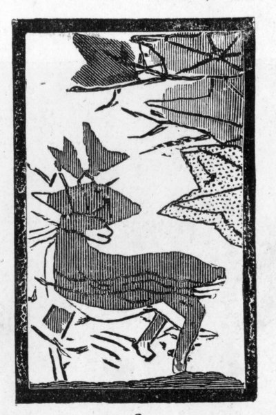 Japanische Spielkarte mit Bild eines unter einer Eiche ruhenden Hirsches von (after) Japanese School