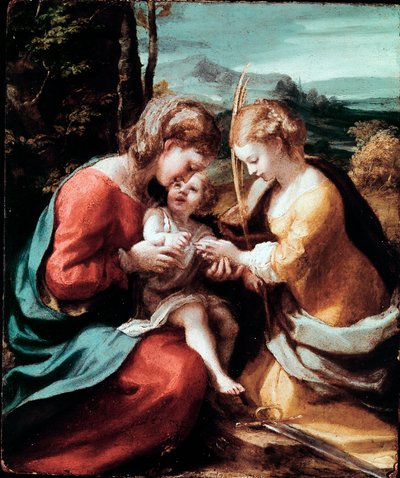 Die mystische Hochzeit der hl. Katharina von Alexandria. Gemälde von Antonio Allegri (bekannt als Correggio oder Der Correge 1489-1534) ca. 1520. Neapel, Museo di Capodimonte von (c.1489 1534) Correggio