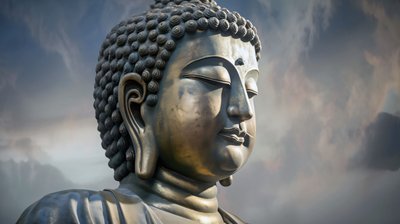 Buddha-Porträt in friedlicher Meditation von F. Abderrahim