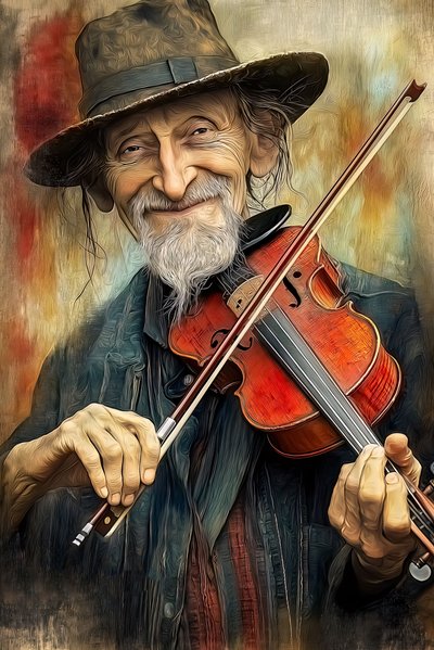 Straßenmusiker Spielt Jazzmusik auf seiner Violine von F. Abderrahim
