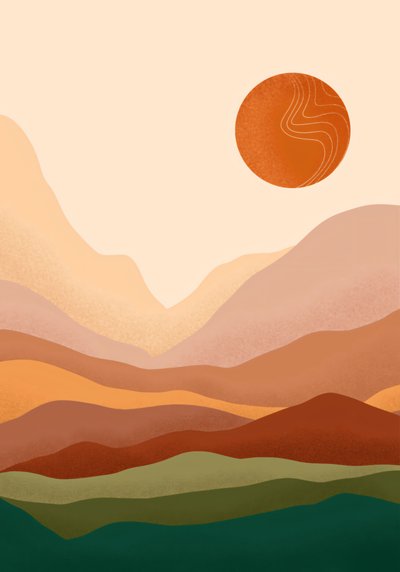 Böhmischer Sonnenaufgang & Berg minimalistisches Poster von F. Abderrahim