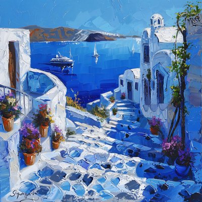 Santorini mit schönen Straßenlaternen von F. Abderrahim