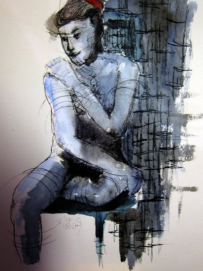 Akt in Blau von Christian Piecuch