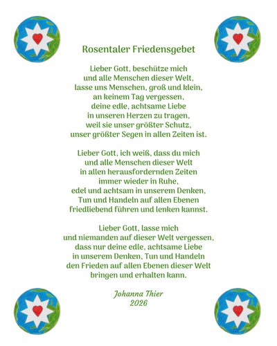 Rosentaler Friedensgebet von Johanna Thier