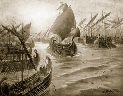 Cimon übernimmt das Kommando über die griechische Flotte, Illustration aus 