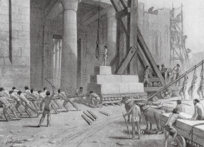Phönizische Handwerker bauen einen Tempel für Salomo (Lithografie) von A.C. Weatherstone