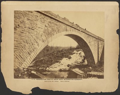 Nr. 302. Perspektivische Ansicht Union Arch, Washington Aquädukt gebaut von General M.C. Meigs, Spannweite 220 Fuß. [März 1864]. von A.J. Russell