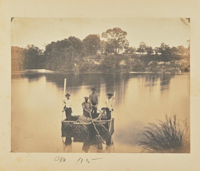Kleine Flöße aus Deckenbooten überqueren den Potomac River von A.J. Russell