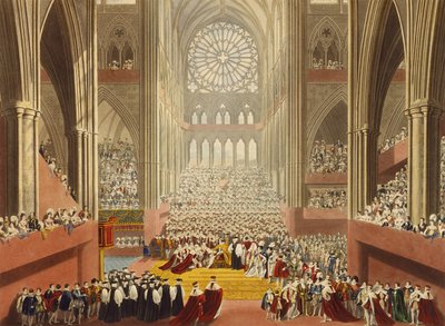 Die Zeremonie der Huldigung, 19. Juli 1821, aus einem Album zur Krönung von König Georg IV. (1762-1830) graviert von William James Bennett (1787-1844) veröffentlicht 1824 von A.W. and Stephanoff Pugin
