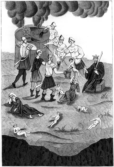 Juden entnehmen das Blut christlicher Kinder für ihre mystischen Riten, 1849 von A. Bisson