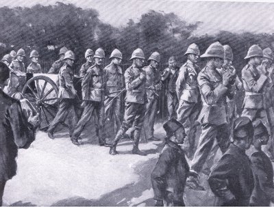 Begräbnis mit militärischen Ehren eines Buren-Gefangenen in Simonstown, aus After Pretoria: Der Guerillakrieg veröffentlicht von Harmsworth Bros Limited, 1901 von A. C. Ball