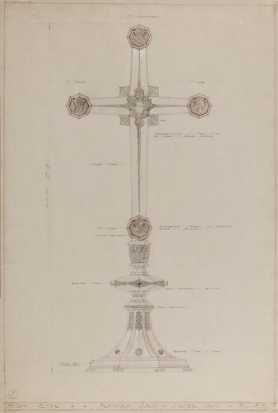 Hochaltar: vorgeschlagenes gold- und silbernes Kreuz, 5 Fuß hoch von A. Edward Jones and Co.
